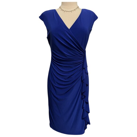 Slinky, draped, cobalt blue dress - Picture 1 of 7